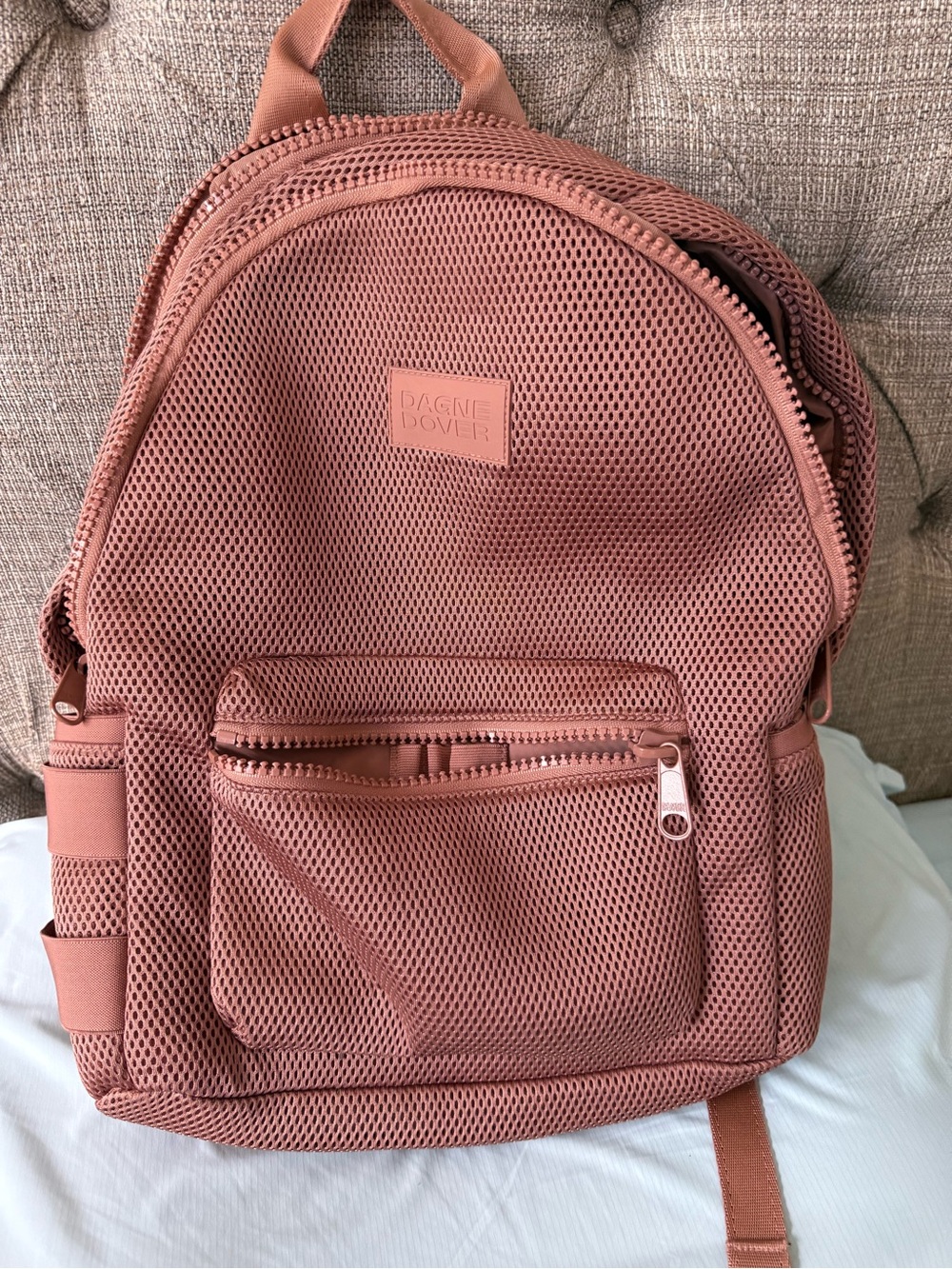 Dagne Dover Mesh Backpack in Terracotta Rose
